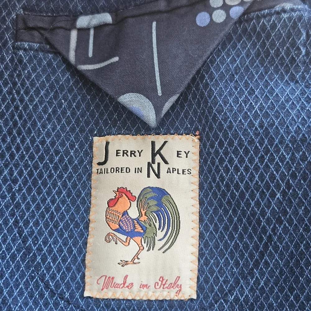 JERRY KEY Blazer Men's 40 EU‎ 50 Blue Cotton GIACCA Jacket UNSTRUCTURED